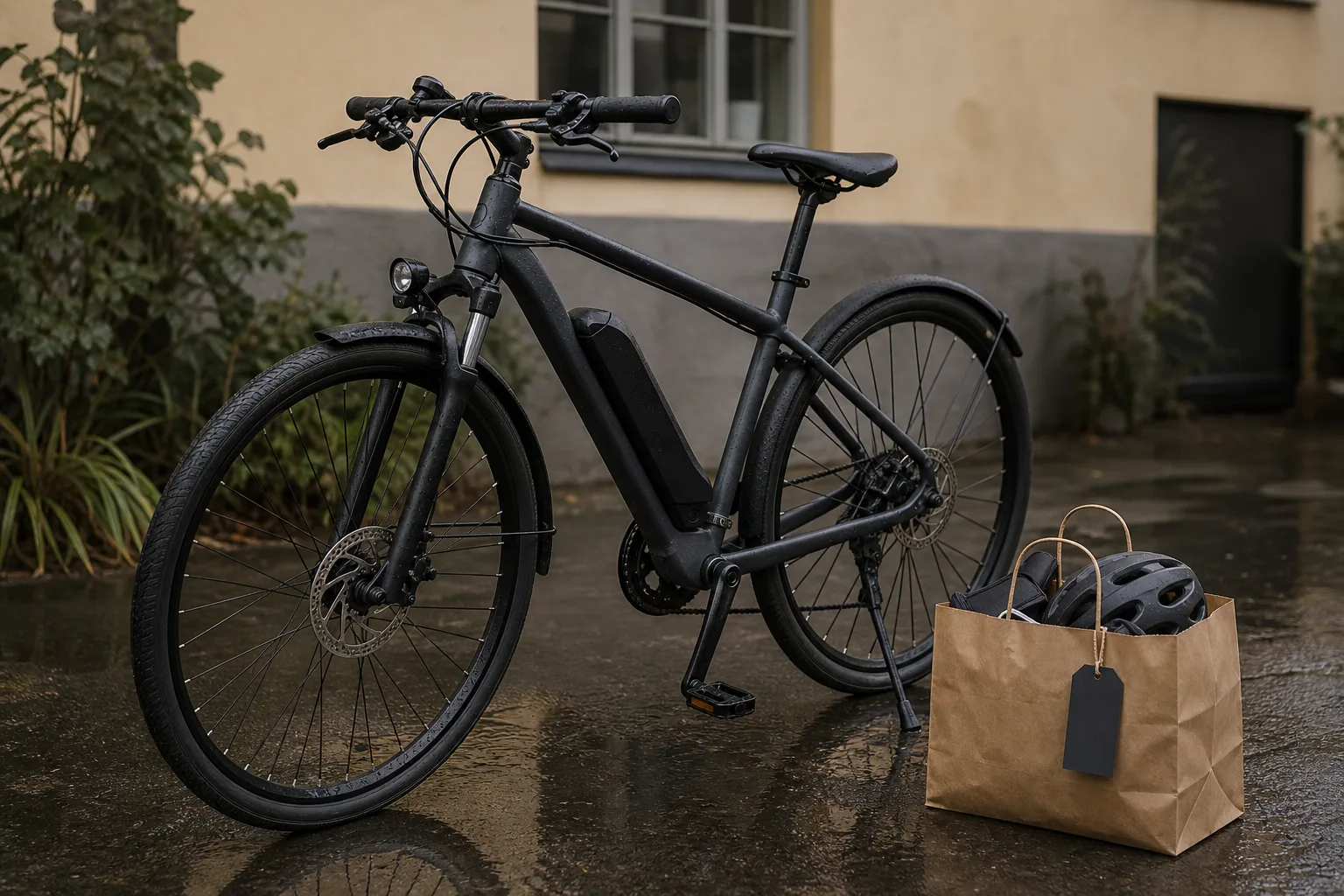Budgetelcykel på våt innergård
