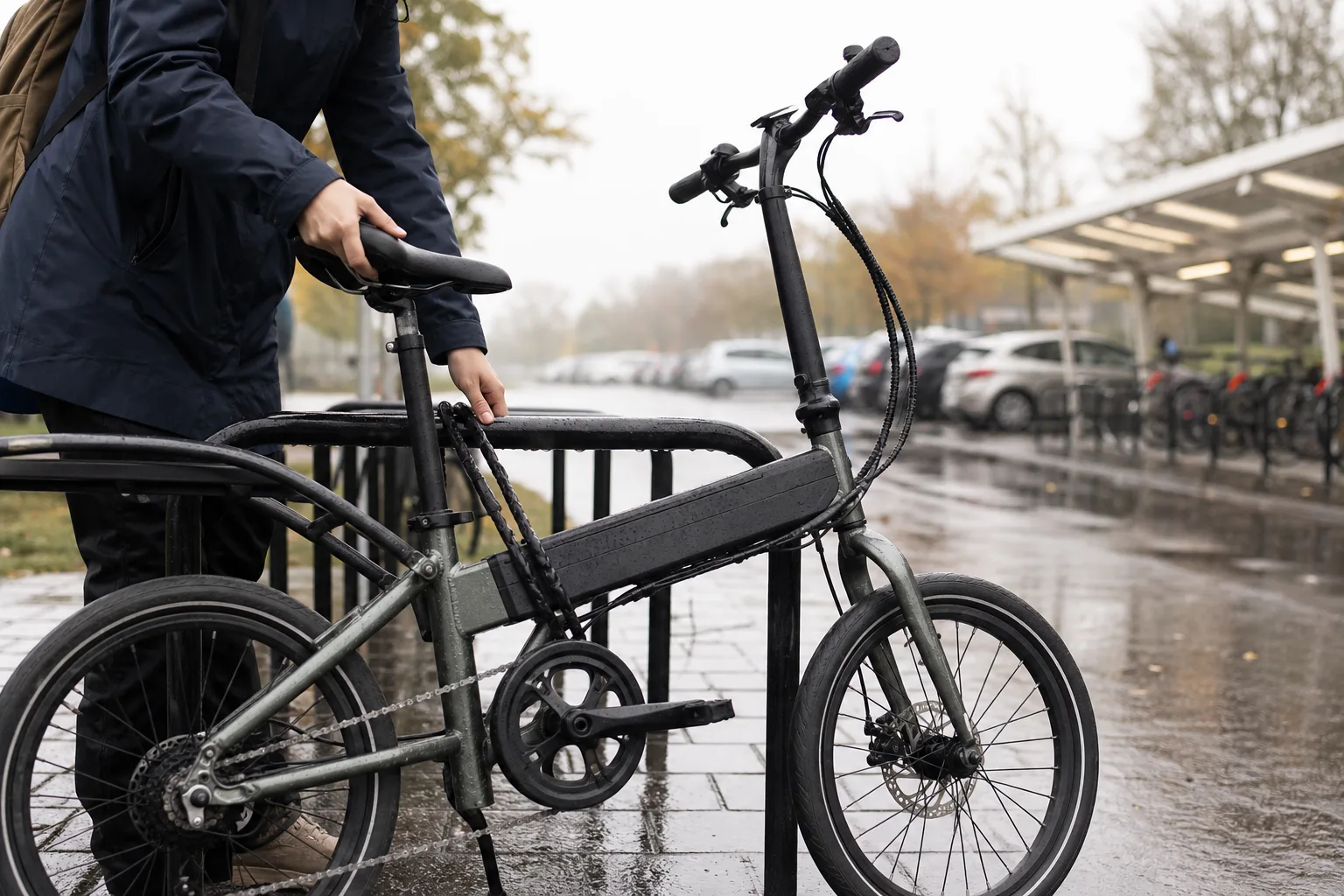 Hopfällbar elcykel med stort batteri