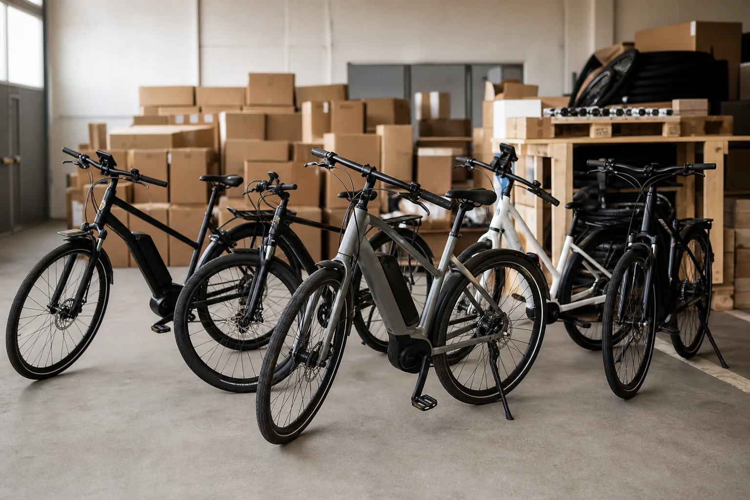 Olika elcyklar i anonymt lager
