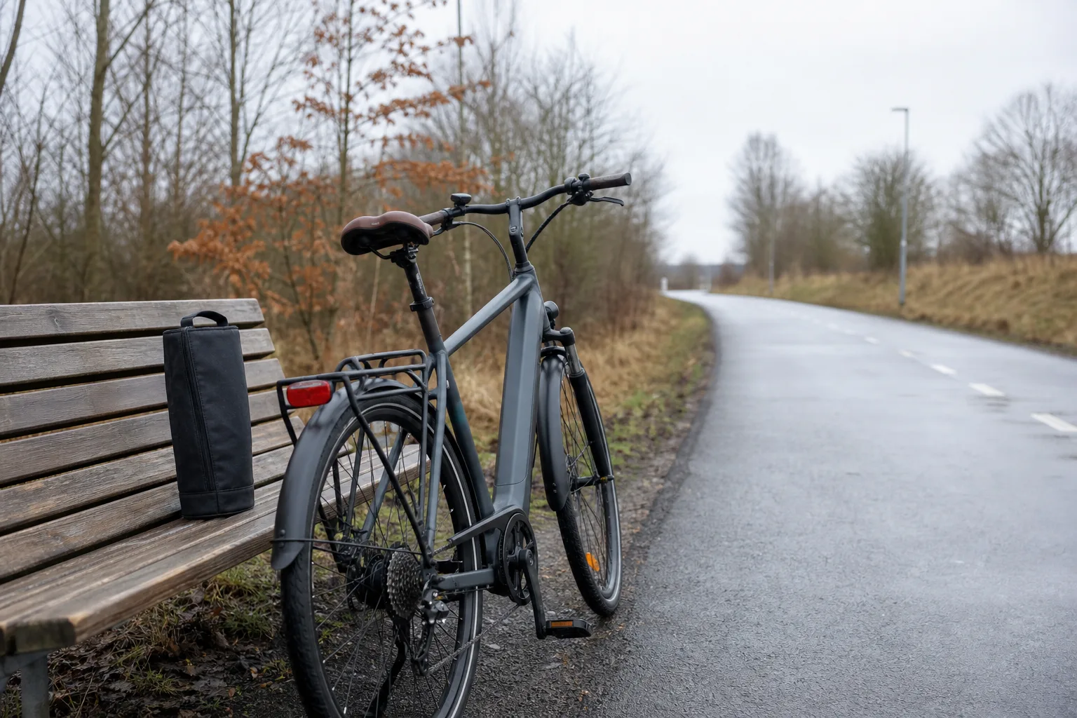 Extra batteri bredvid elcykel