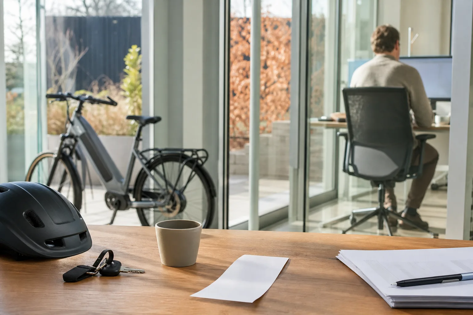 Elcykelnyckel och kvitto på kontor