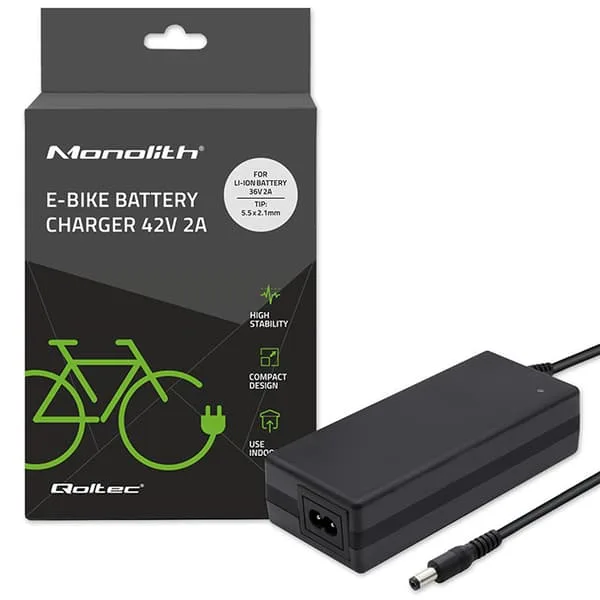 Qoltec laddare 36 V och 42 V för elcykel