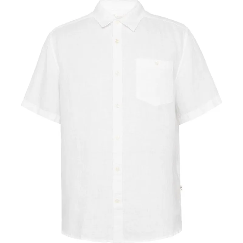 KnowledgeCotton Apparel Regular Linen SL Shirt Bright White Bright White S