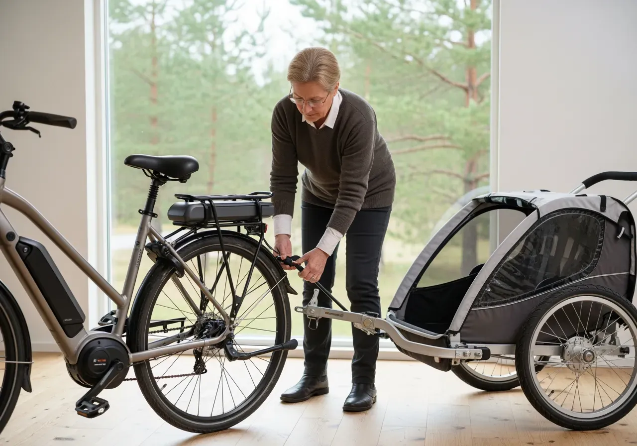 Montera cykelvagn på elcykel